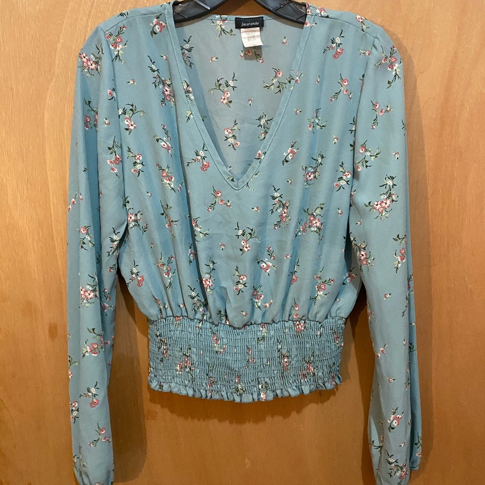 Blue v neck blouse